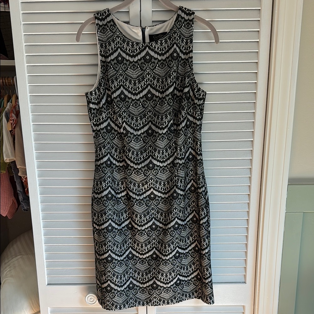 Elegant Black and White Patterned Dress